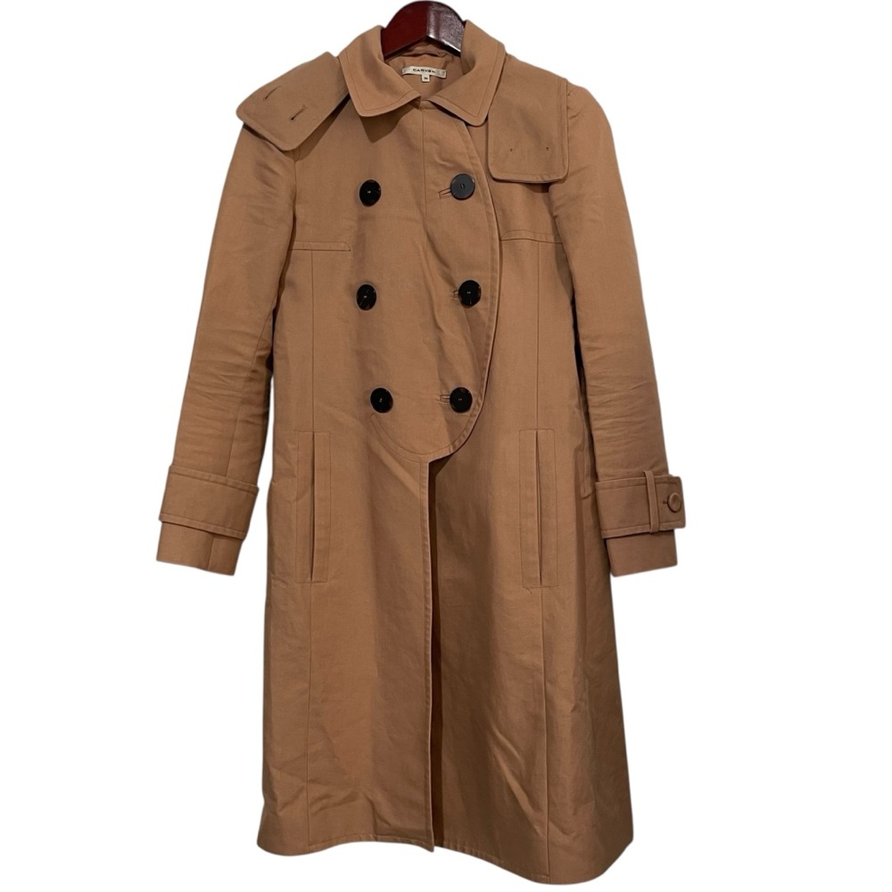 Carven Tan Hooded Trench‎ Coat Size 34 USA XS